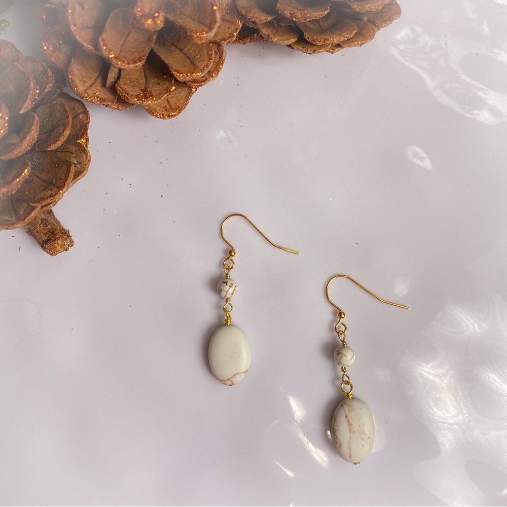 Semi Precious Stone Dangle Earrings